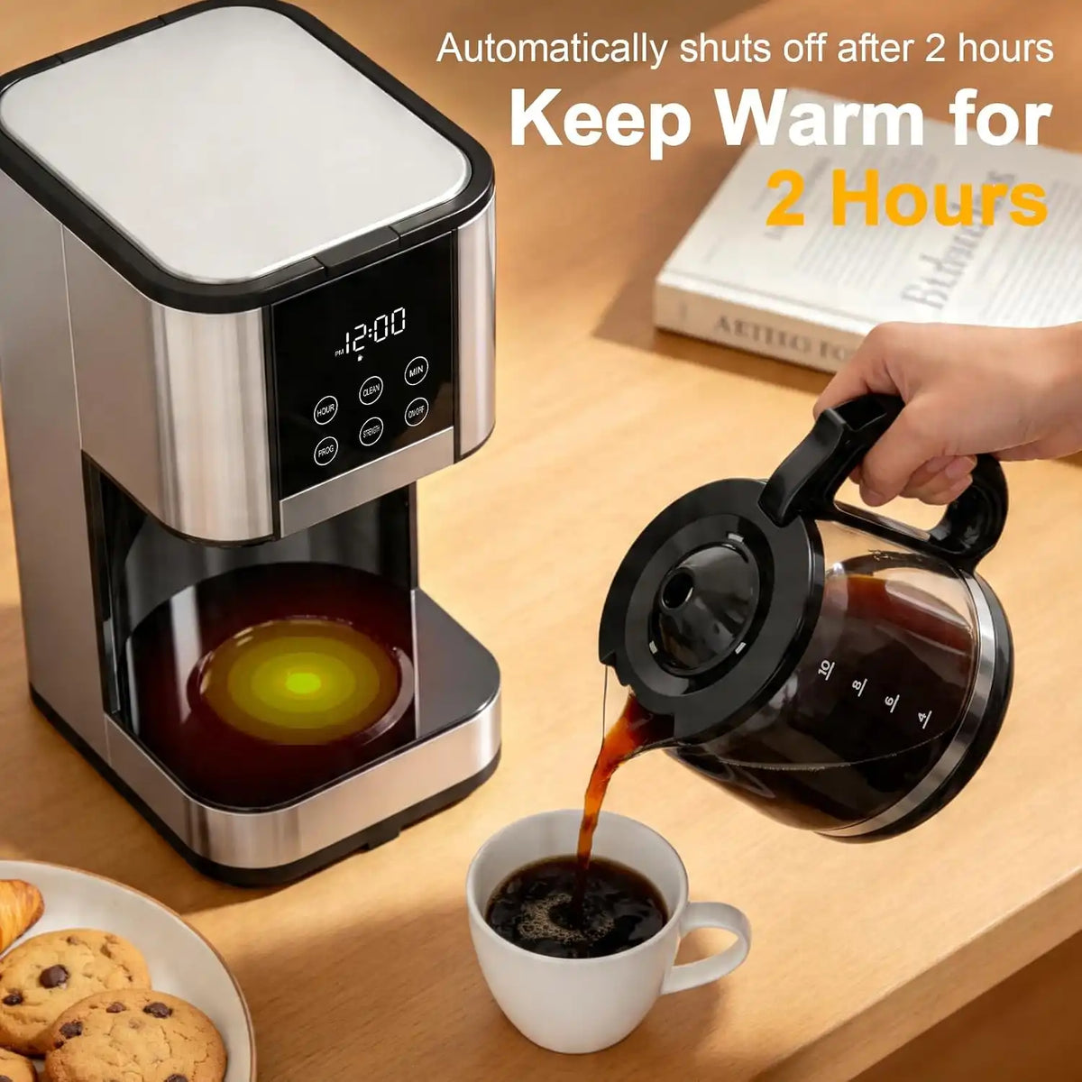 10 Cup Programmable Coffee Maker, Regular & Strong Brew Drip Coffee Machine