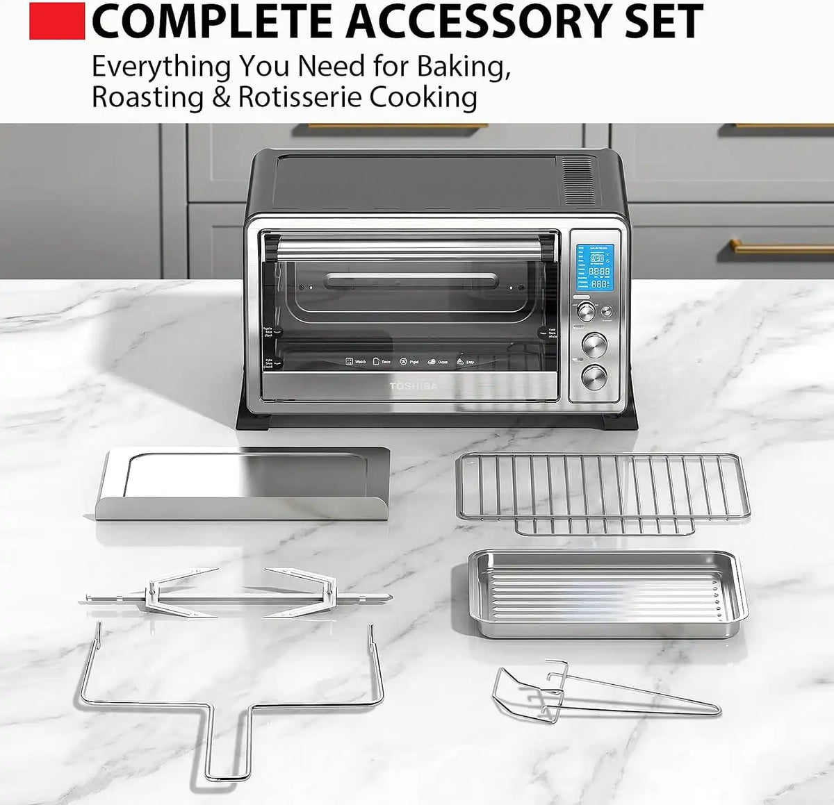 TOSHIBA 10-in-1 Convection Toaster Oven, 6-Slice Countertop Oven, 1500W