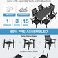 YEFU 7-Piece Patio Table Set, All-Weather HIPS, Aluminum Frame, Black