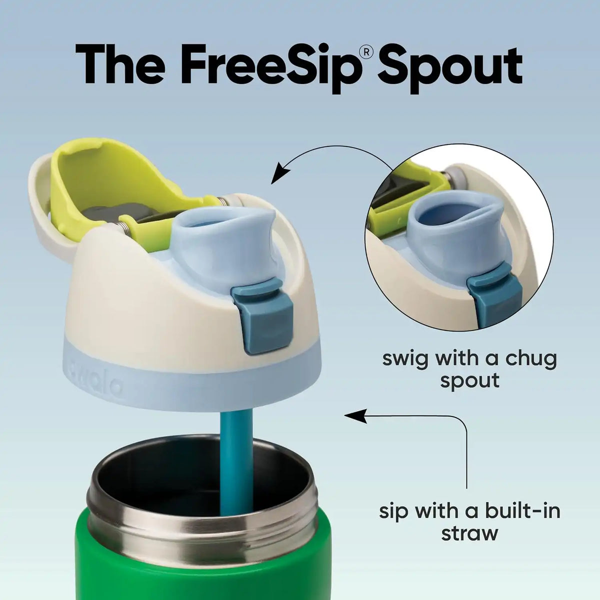 Owala FreeSip Stainless Steel Water Bottle 24 oz Putting Green