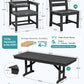 SERWALL 9Pcs HDPE Outdoor Dining Set w/6 Armless, 2 Armchairs for 8,Black