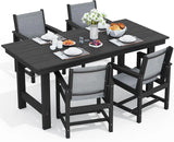 SERWALL 5 Pcs HDPE Patio Dining Set, HDPE Dining Set for 4, Black