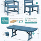 SERWALL 9Pcs HDPE Outdoor Dining Set w/6 Armless, 2 Armchairs for 8,Blue