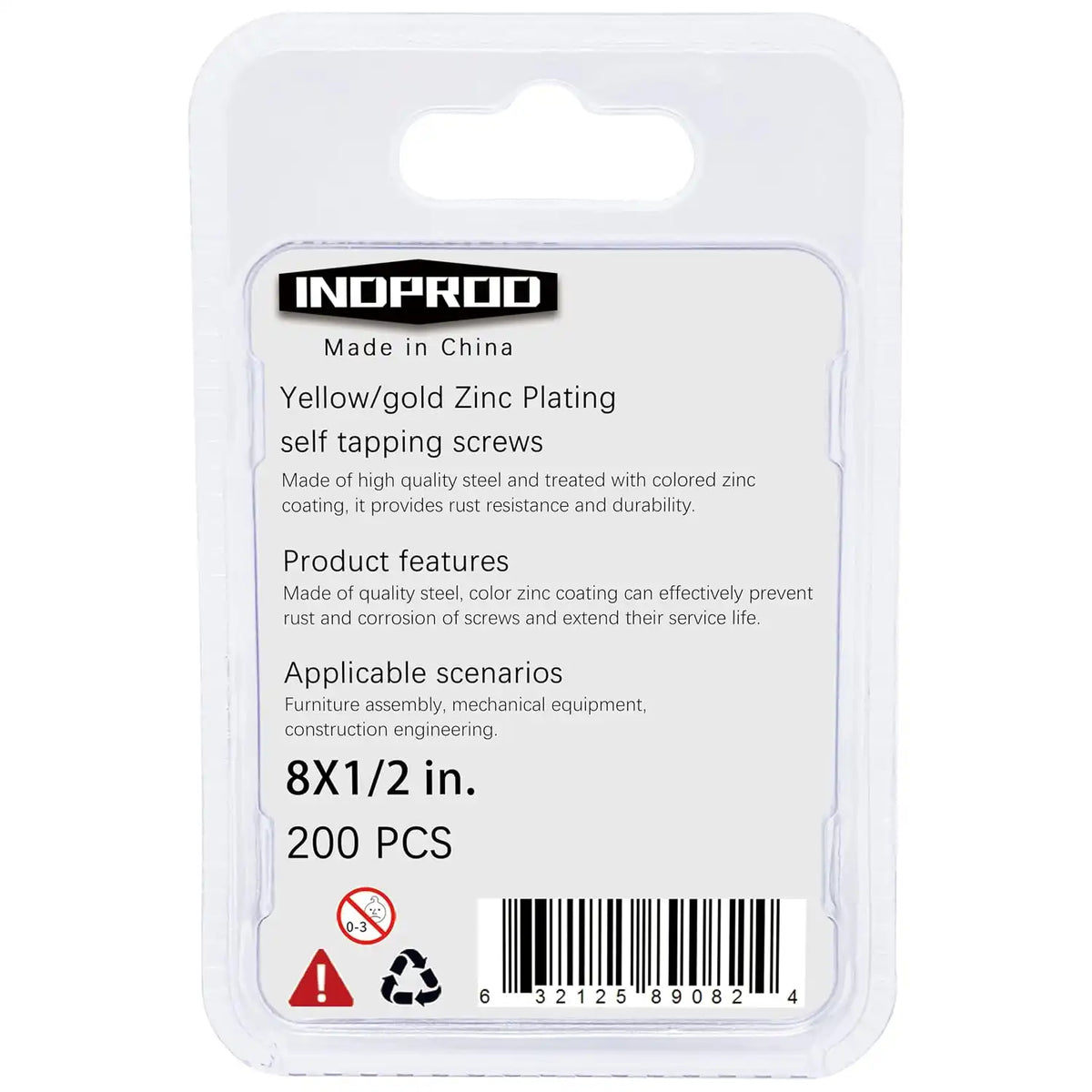 200pcs Flat Head Phillips Wood Screws #8 × 1/2", Yellow Zinc Plated Carbon Steel Sheet Metal Screws, High Strength Self Tapping Screws for Metal Plastic & Wood, Self Drilling, 8 × 1/2-Inch