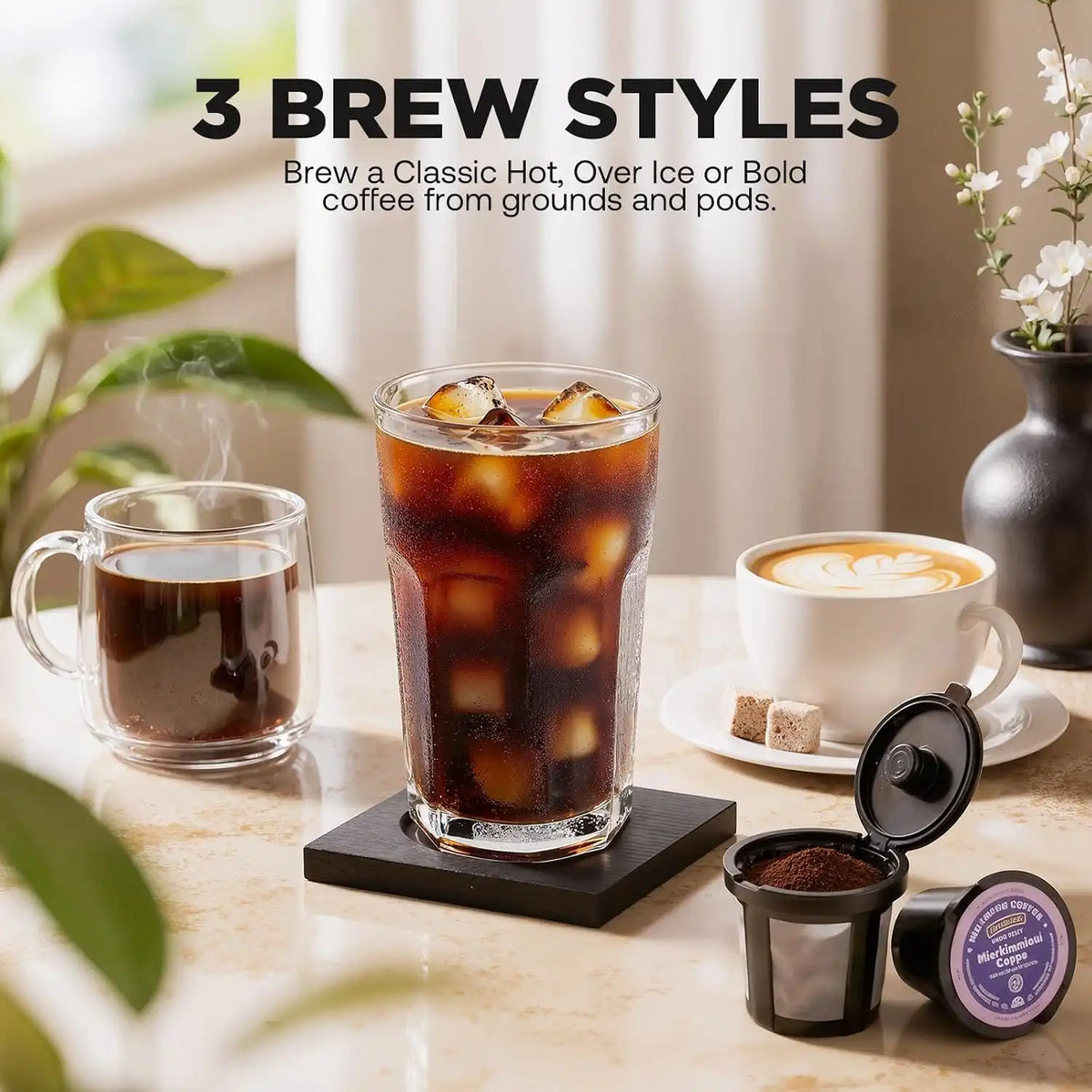 Tastyle Single Serve Coffee Maker Hot and Iced with Bold Brew, Up to 16 Oz