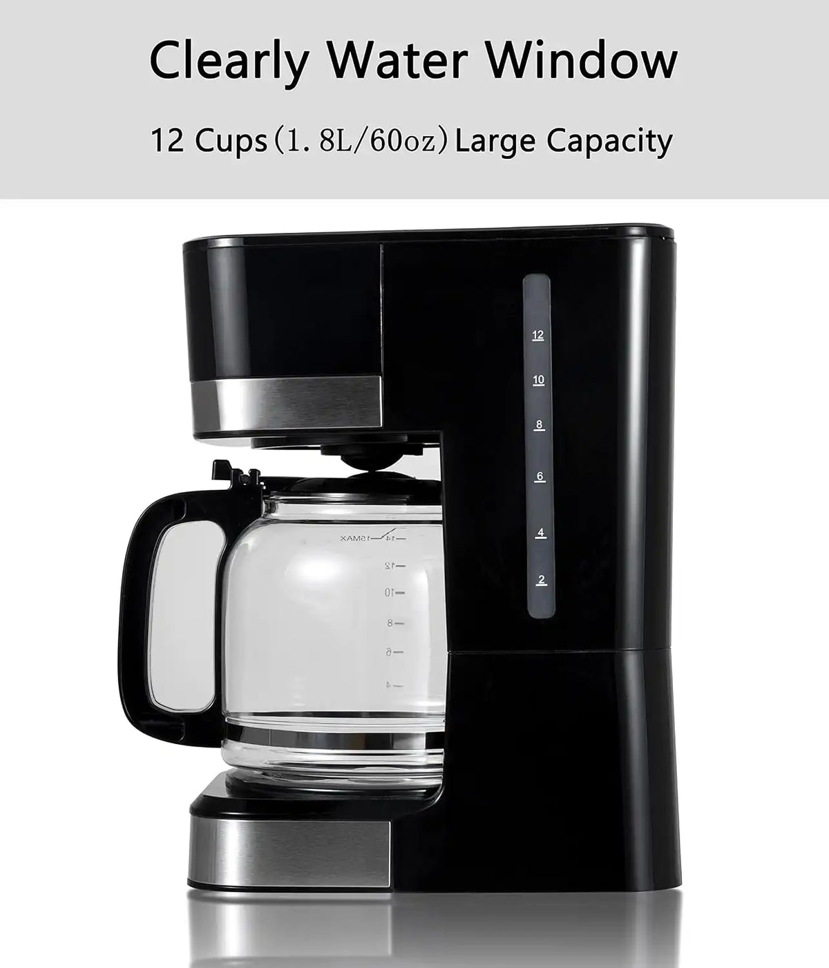 4-12 Cup Programmable Coffee Maker, Drip Coffee Machine, Can Keep Warm, With Glass Carafe, Regular & Strong Brew