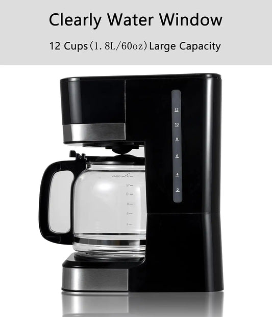4-12 Cup Programmable Coffee Maker, Drip Coffee Machine, Can Keep Warm, With Glass Carafe, Regular & Strong Brew