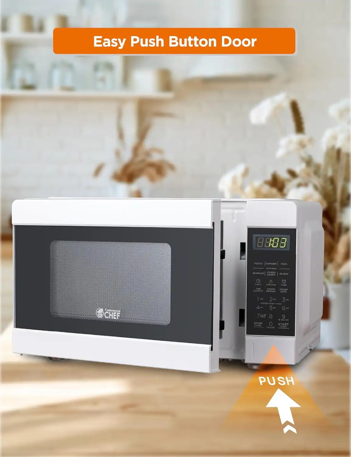 Commercial Chef 0.9 Cu. Ft. Countertop Microwave Oven, CHM990W, White