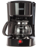 Dominir Compact Coffee Pot Brewer Machine, Quiet Operation with On/Off LED Indicator Light, Convenient Cord Storage and e, Black