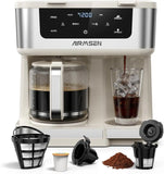 AIRMSEN 12-Cup Programmable Dual Coffee Maker – Single Serve Machine for K-Pods & Ground, 1000W Fast Brew, Delay Start, 2H Keep Warm, Touchscreen, 60oz Tank, Glass Carafe – Home & Office