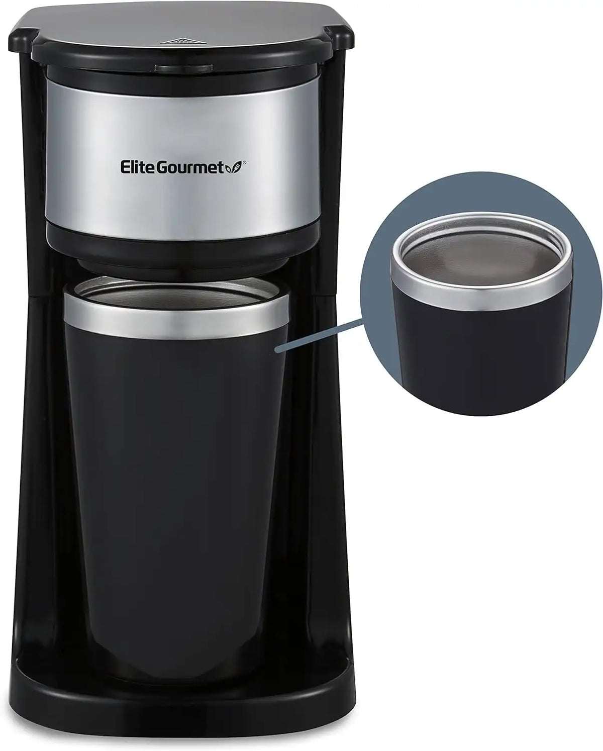 Elite Gourmet EHC112 Personal Single-Serve Compact Coffee Maker, Black
