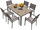 Homall 7-Piece Patio Dining Set, Metal Outdoor Dining Set for 6, Light Grey