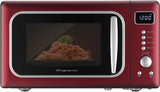 Frigidaire, 0.7 Cu. Ft. Retro Countertop Microwave Oven, 700W Compact Microwave with 8 Auto Cook Menus, Auto Defrost, 5 Power Levels, LED Display, Glass Turntable, Red-Silver