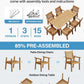 YEFU Outdoor Patio Chairs Set of 2, Weather Resistant HIPS, Teak