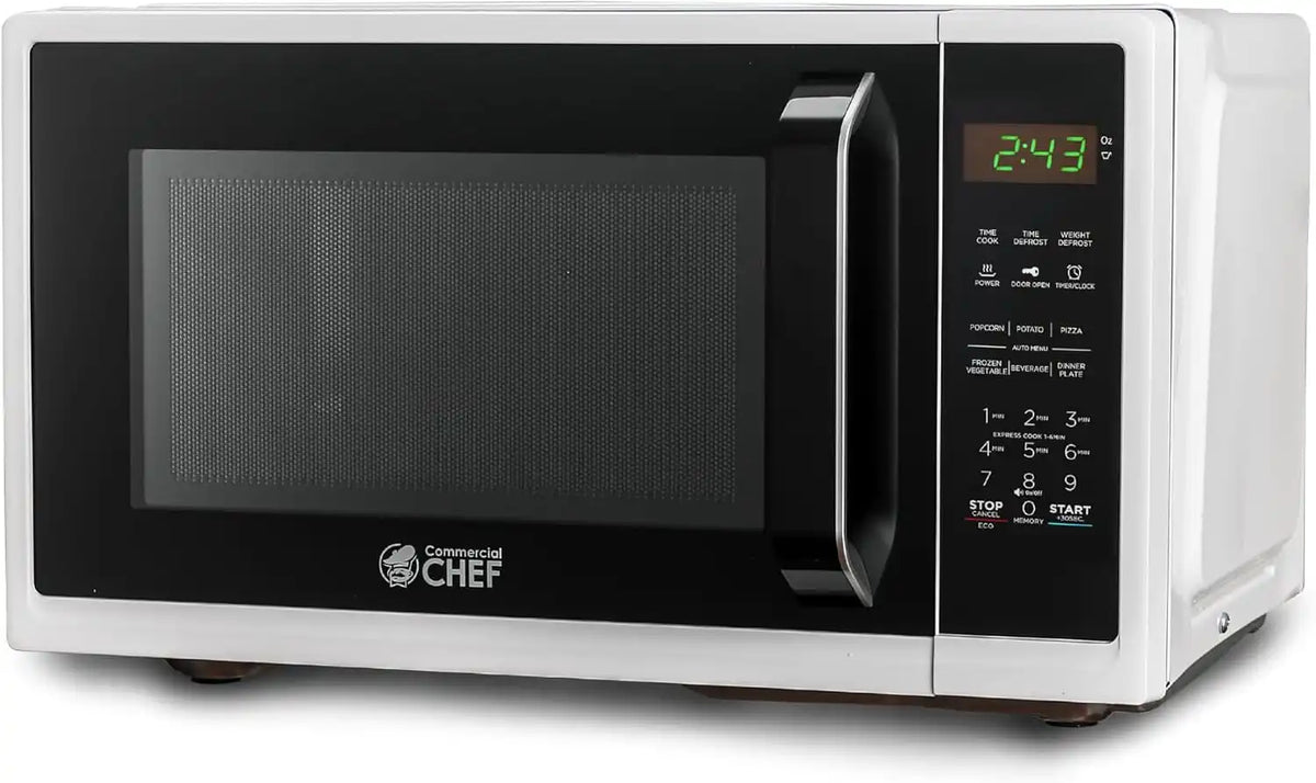 Commercial Chef 0.9 Cu. Ft. Countertop Microwave Oven, CHM9MW, White