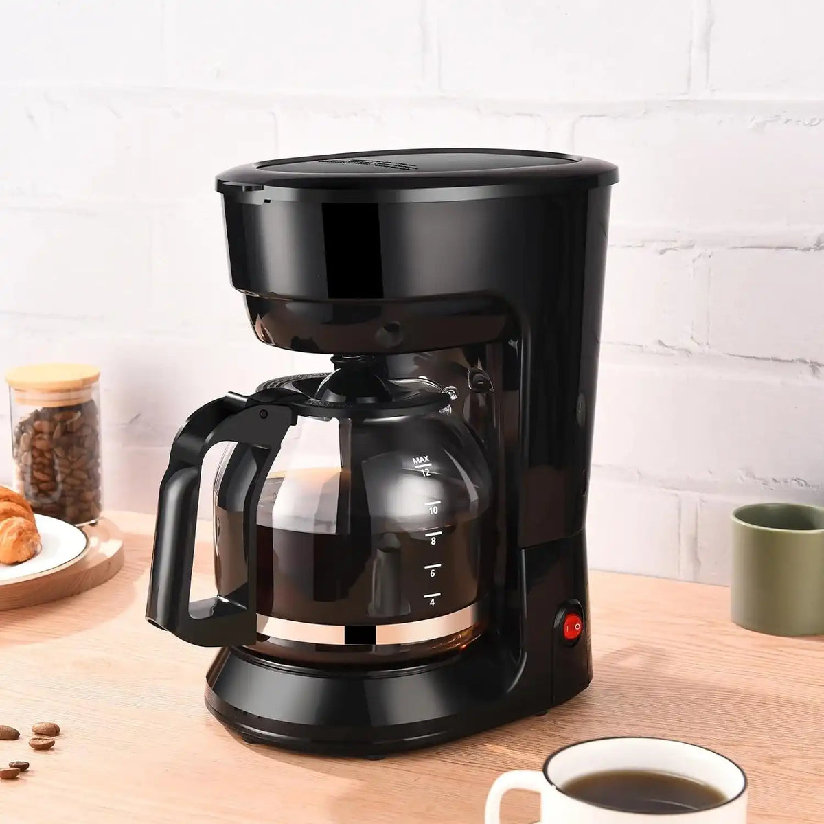 LovingStar 12 Cup Drip Coffee Maker, Automatic Shut-Off, Temperature Control, 1.8L, Black