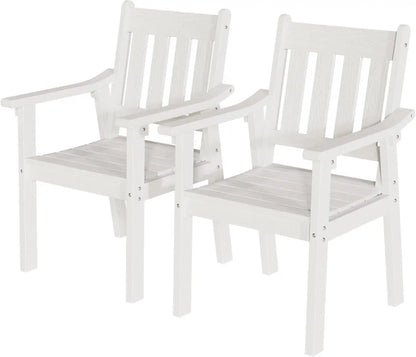 YEFU Outdoor Patio Chairs Set of 2, Weather Resistant HIPS, White