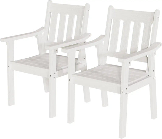 YEFU Outdoor Patio Chairs Set of 2, Weather Resistant HIPS, White