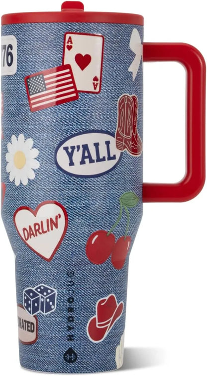 HydroJug Traveler 32oz, Insulated Water Bottle with Handle, American Honey