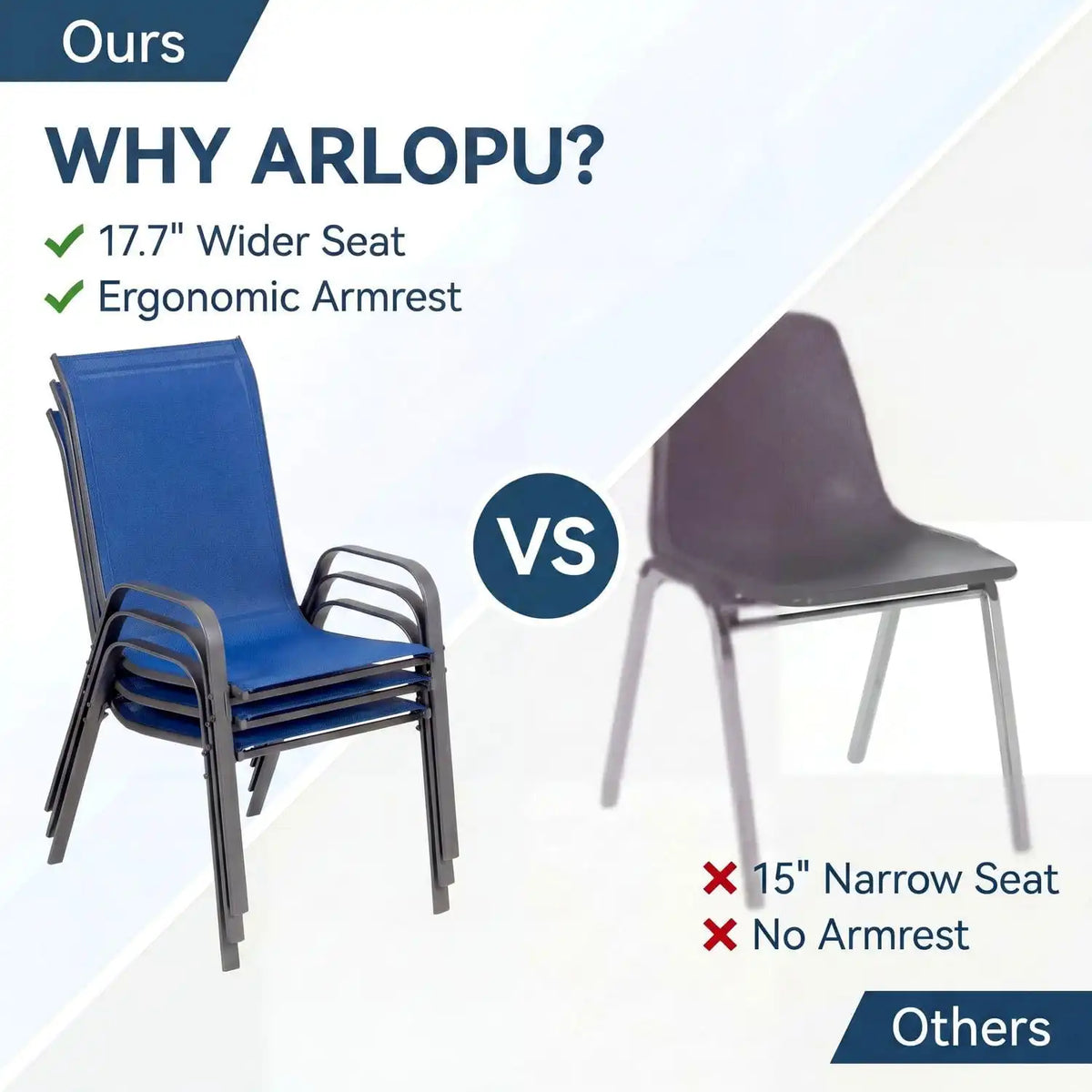 Arlopu 5 Pieces Outdoor Patio Dining Set, Glass Table and Textilene Chair
