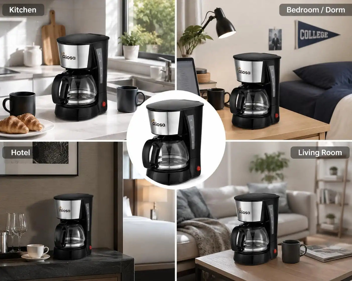 4 Cup Mini Drip Coffee Maker, Reusable Filter, Keep Warm, Anti-Drip