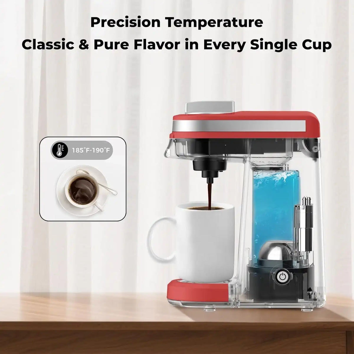 CHULUX Mini Single Cup Coffee Maker for K Pod, Perfect for Small Space, Red