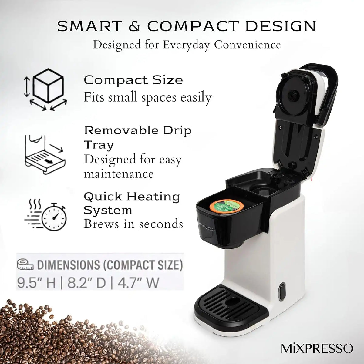 Mixpresso Single Serve Coffee Maker K Cup Coffee Maker for K Pods & Grounds
