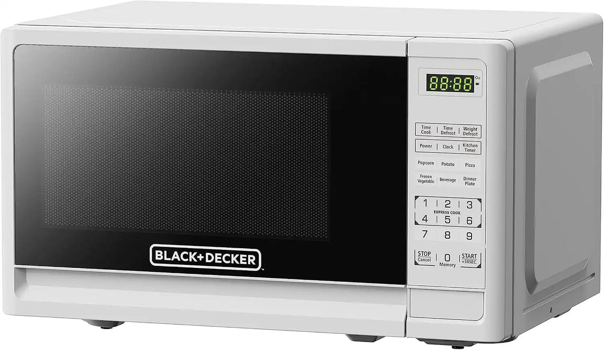 BLACK+DECKER Compact Countertop Microwave Oven 0.7 Cu. Ft. 700-Watts with LED Lighting, Child Lock, White