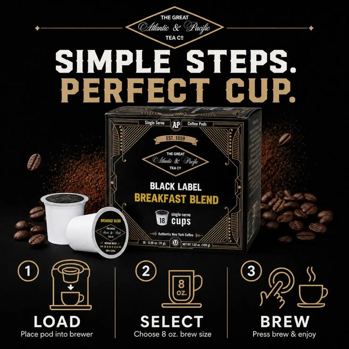 A&P Breakfast Blend Medium Roast Coffee Pods, 100% Arabica, 72 Count