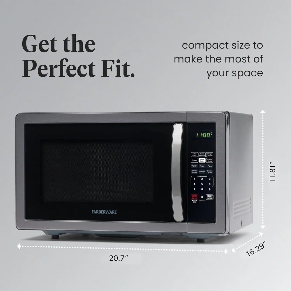 Countertop Microwave Oven, 1.1 cu. ft.1000 Watts, Black Stainless Steel