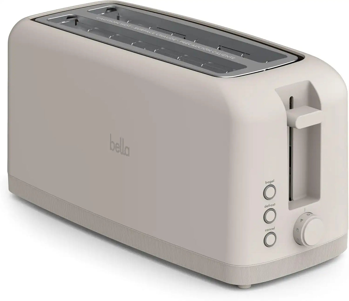 bella 4 Slice Slim Toaster, Fits-anywhere™ Kitchenware, 6 Setting Shade Control with Reheat & Cancel Buttons, Fits Sourdough, 10” Long Slot, Anti Jam & Auto Shutoff, 900 Watt, Oatmilk