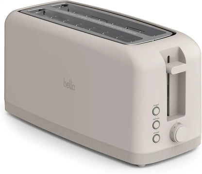 bella 4 Slice Slim Toaster, Fits-anywhere™ Kitchenware, 6 Setting Shade Control with Reheat & Cancel Buttons, Fits Sourdough, 10” Long Slot, Anti Jam & Auto Shutoff, 900 Watt, Oatmilk
