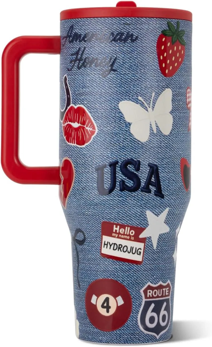 HydroJug Traveler 32oz, Insulated Water Bottle with Handle, American Honey