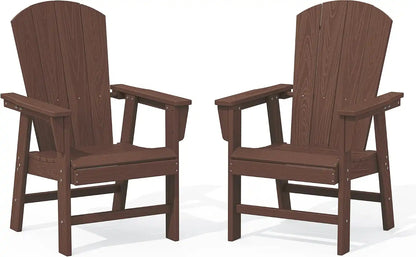 SERWALL Outdoor Adirondack Dining Chair Set of 2, All Weather HDPE, Coffee