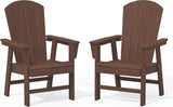 SERWALL Outdoor Adirondack Dining Chair Set of 2, All Weather HDPE, Coffee