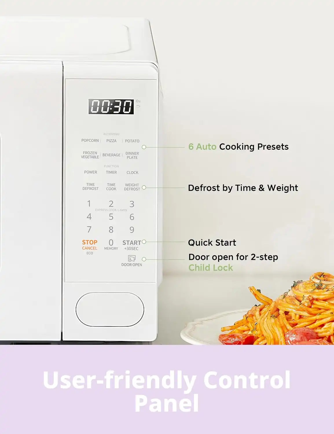 COMFEE' Countertop Microwave Oven 0.7 Cu.Ft, 700W, White, 11 Power Levels