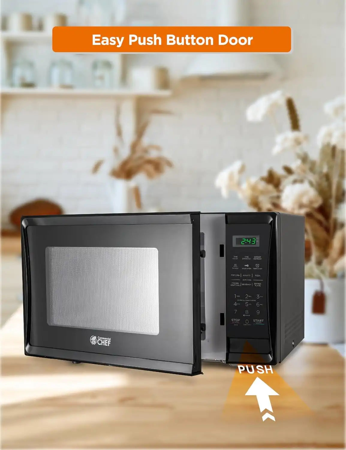 Commercial Chef 1.1 Cu. Ft. Countertop Microwave Oven, CHM11MB, Black