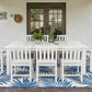 Perli™ 9-Piece Outdoor Dining Set, All-Weather HDPE Patio Furniture with 8 Ergonomic Chairs & Large Table, Built-in Umbrella Hole, UV-Resistant Set for Backyard, Deck, Poolside, White