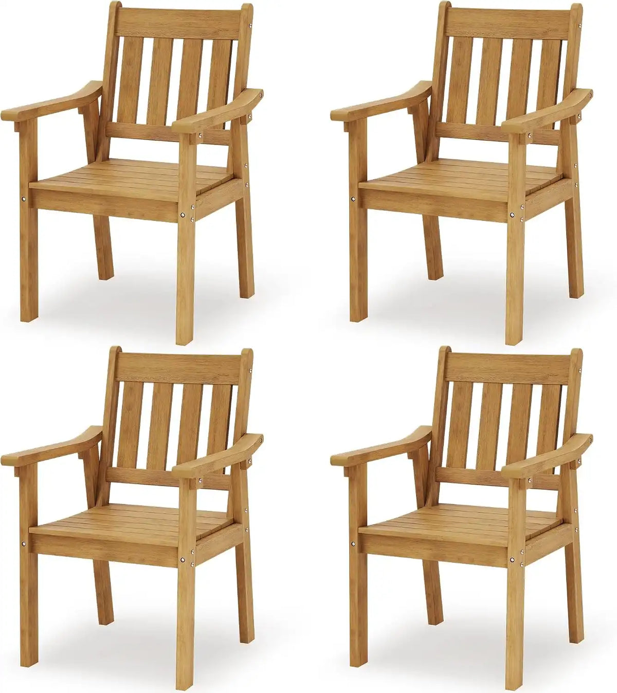 YEFU Patio Dining Chairs Set of 4, Weather Resistant HIPS, Teak