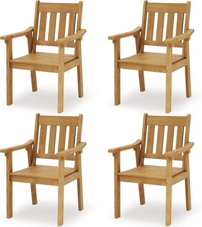 YEFU Patio Dining Chairs Set of 4, Weather Resistant HIPS, Teak