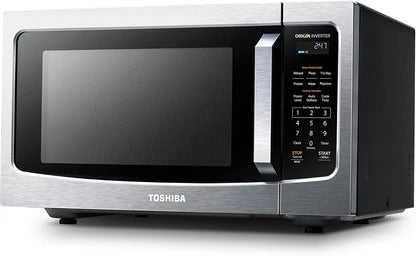 TOSHIBA ML-EM45PIT(SS) Countertop Microwave Oven with Inverter Technology, Kitchen Essentials, Smart Sensor, Auto Defrost, 1.6 Cu.ft, 13.6" Removable Turntable, 33lb.&1250W, Stainless Steel