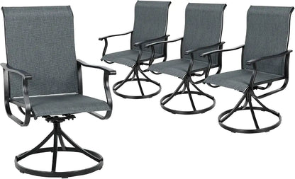 SUNCROWN Patio Swivel Rocker Dining Chairs Set of 4, All Weather High Back Textilene Outdoor Chairs with Sturdy Metal Frame, Swivel Rocking Patio Chairs for Backyard Lawn Garden Porch Deck, Dark Grey
