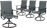 SUNCROWN Patio Swivel Rocker Dining Chairs Set of 4, All Weather High Back Textilene Outdoor Chairs with Sturdy Metal Frame, Swivel Rocking Patio Chairs for Backyard Lawn Garden Porch Deck, Dark Grey