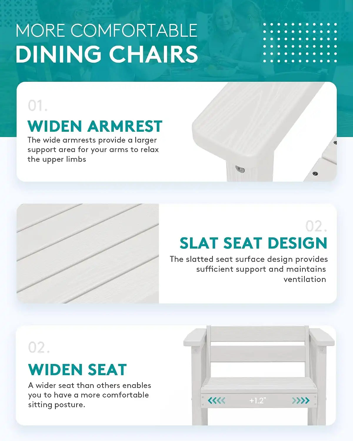 SERWALL 60" - 83" Expandable Outdoor Dining Table and 6 HDPE Chairs, White