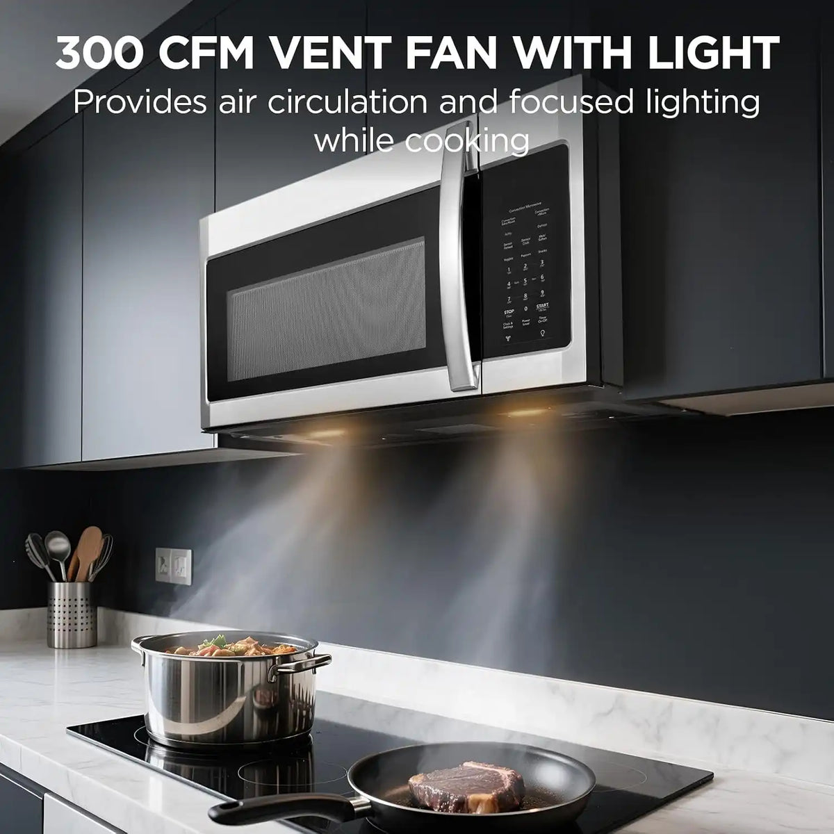 BLACK+DECKER Over-the-Range Microwave Oven with Air Fryer, 1.5 Cu.Ft, 900W