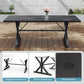 7 Pieces Outdoor Patio Dining Set,Patio Table and Chairs Metal Outdoor Patio Furniture Set with Umbrella Hole,Dining Table Set with 6 Swivel Chairs for Deck,Backyard and Garden,Navy Blue