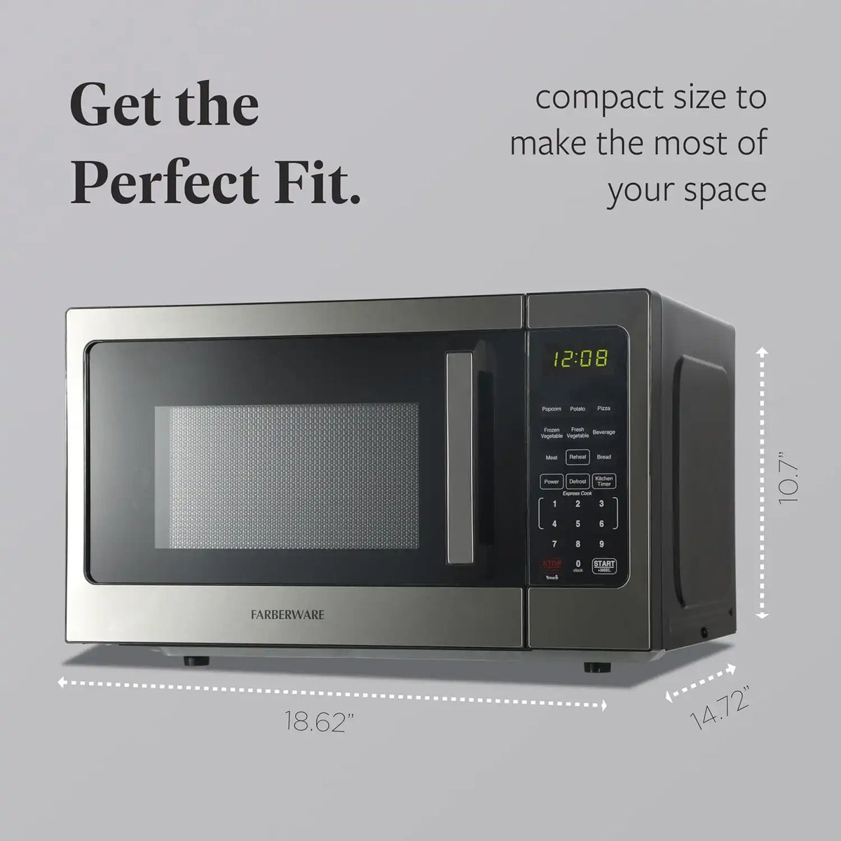 Farberware Stainless Steel Microwave Oven 0.9 cu. ft. 900 Watts, Countertop