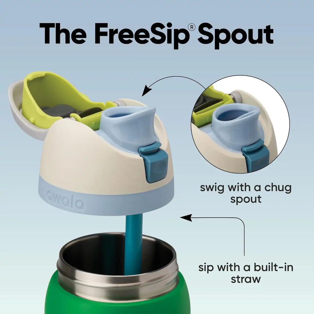 Owala FreeSip Stainless Steel Water Bottle 32 oz Putting Green