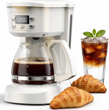 Coffee Maker, 5 Cup Programmable Drip Coffee Machine-White