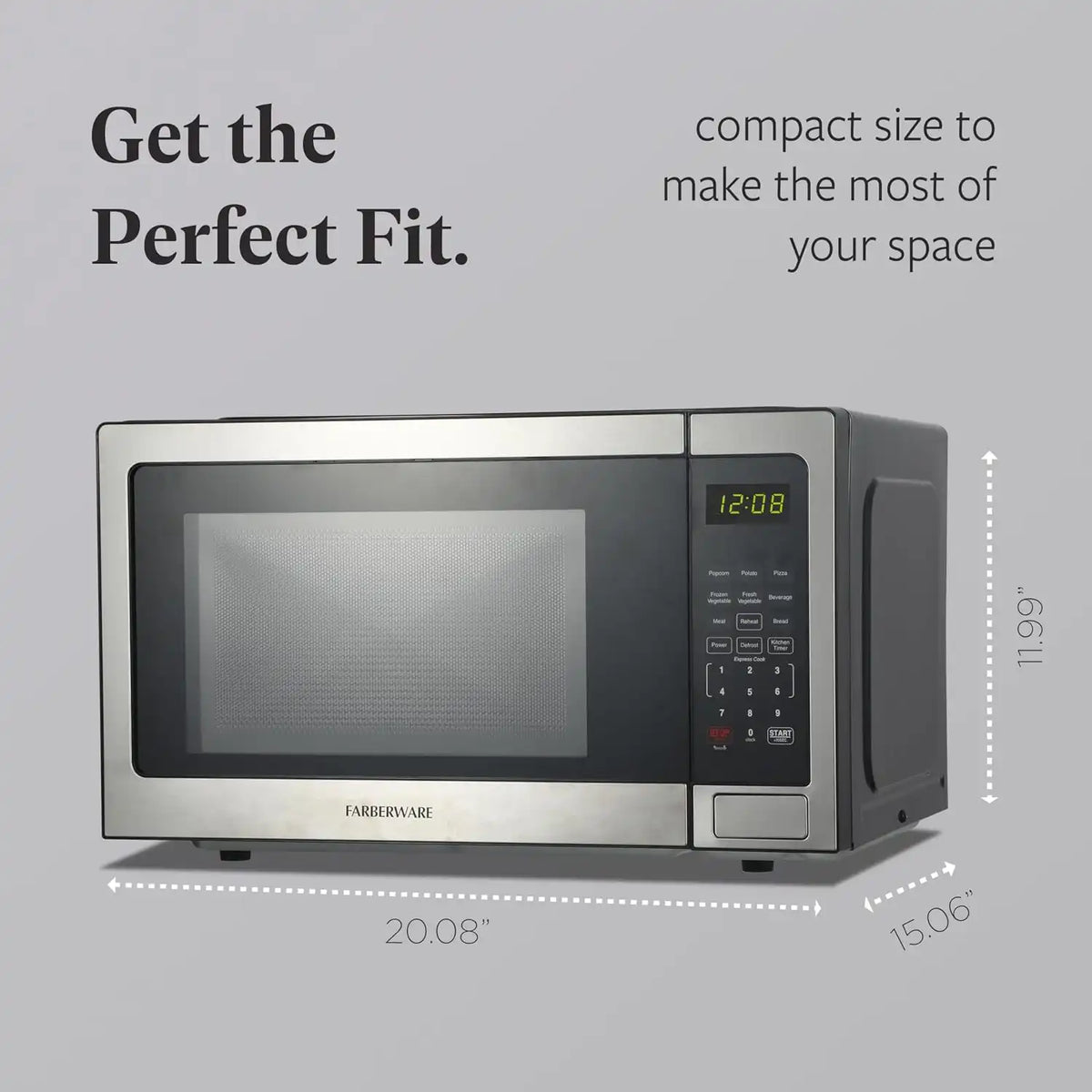 Farberware Stainless Steel Microwave Oven 1.1 Cu. Ft. 1000 Watts Countertop